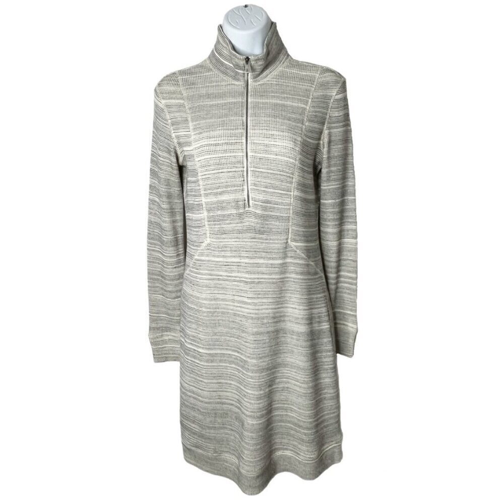 Tommy Bahama Women's Knit Dress XS Salt Meadow Waffle Half Zip Heather Gray Mock